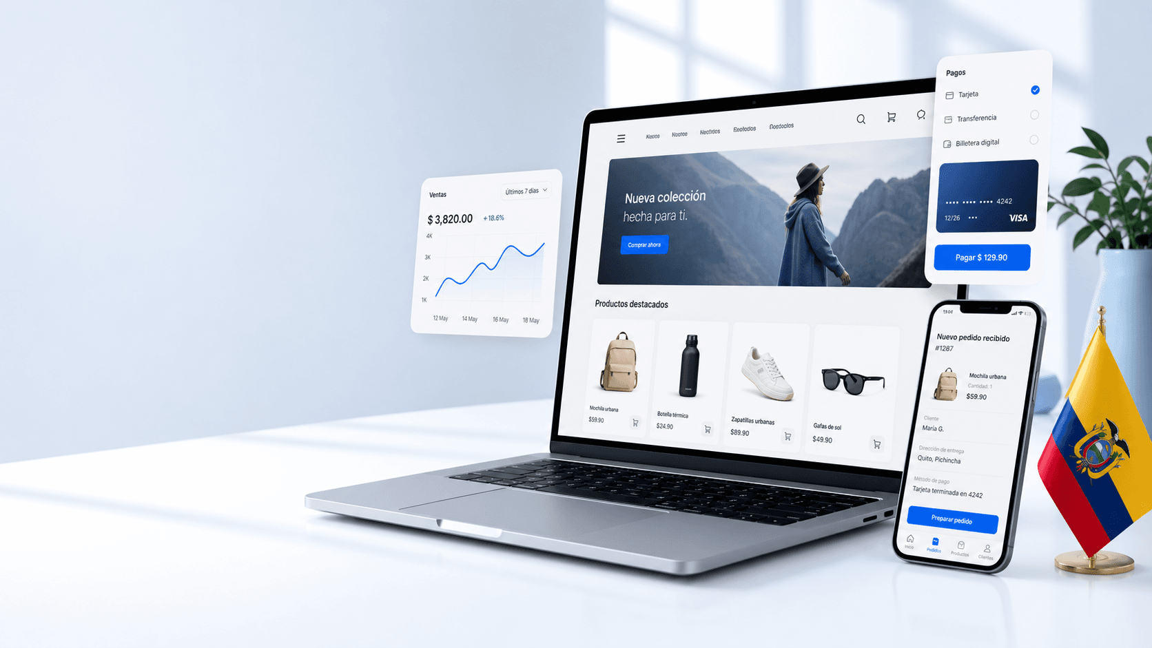 Tienda online y pedido móvil para un negocio ecuatoriano